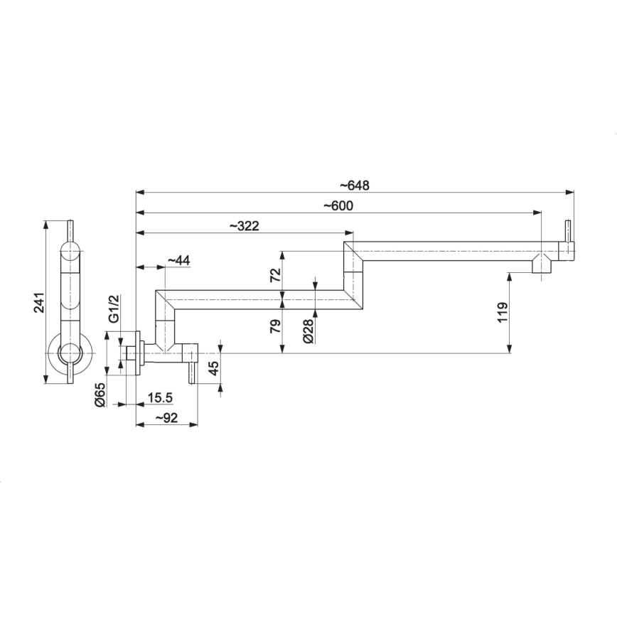KFA Armatura 6623-030-81 - Robinet de cuisine avec joint DUERO POT FILLER acier inoxydable/mat noir