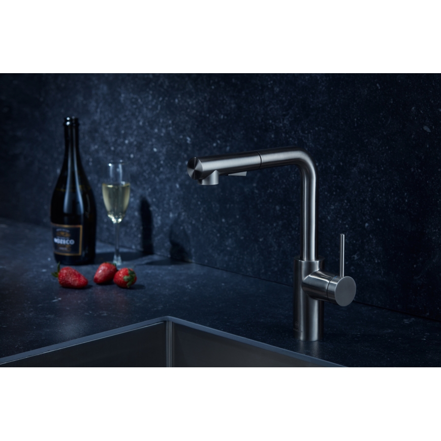 KFA Armatura 6623-110-22 - Robinet d'évier avec douchette extractible DUERO BASIC acier inoxydable