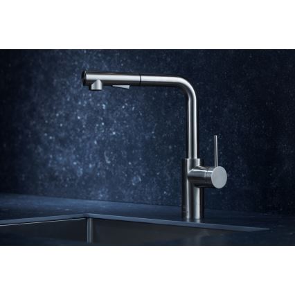 KFA Armatura 6623-110-22 - Robinet d'évier avec douchette extractible DUERO BASIC acier inoxydable
