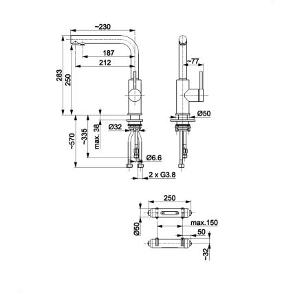 KFA Armatura 6623-912-31 - Robinet d'eau filtrée DUERO PURE acier inoxydable/poli doré + filtre