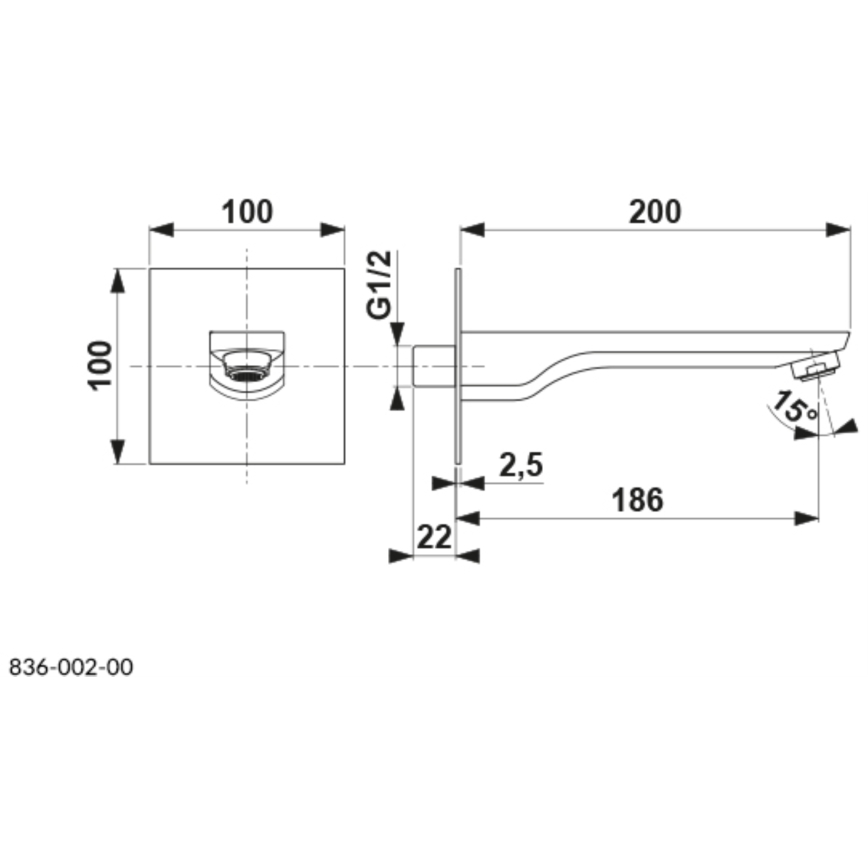 KFA Armatura 836-002-81 - Bec pour installation encastrée MOKAIT laiton/mat noir