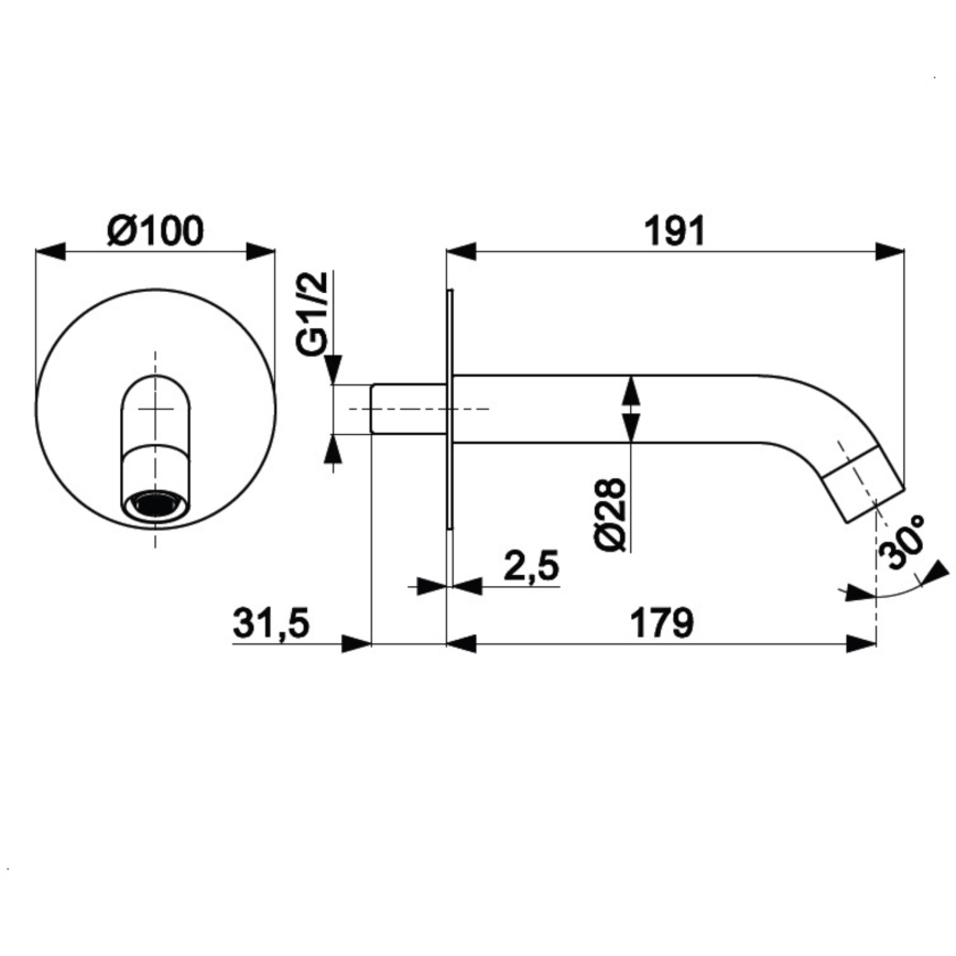 KFA Armatura 836-004-00 - Bec pour installation encastrée MOZA chrome brillant