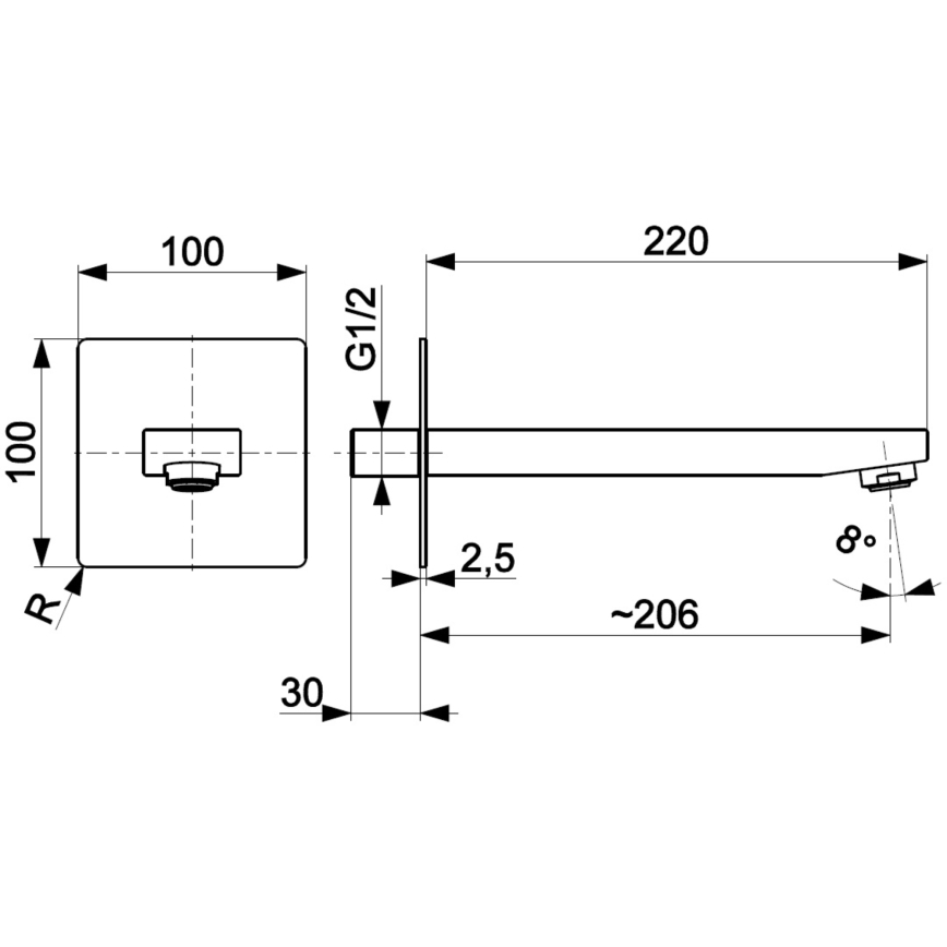 KFA Armatura 836-005-81 - Bec pour installation encastrée LOGON laiton/mat noir
