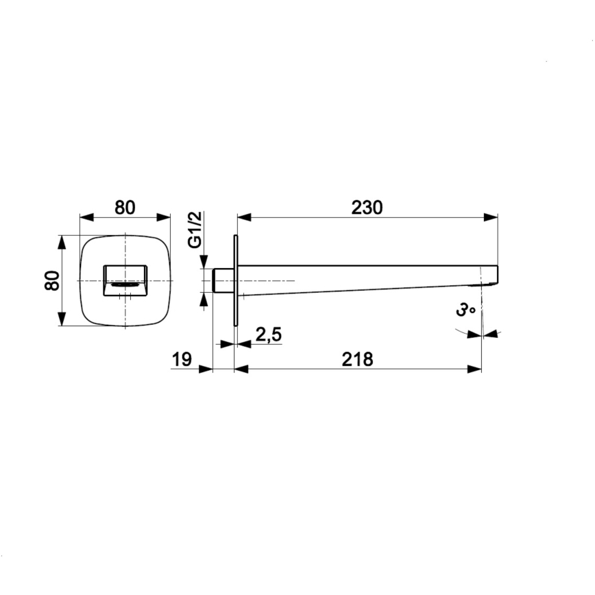KFA Armatura 836-007-00 - Bec de sortie pour installation encastrée MALAGA, chrome brillant