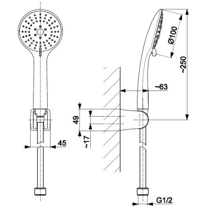 KFA Armatura 841-220-31 - Colonne de douche MOZA poli doré