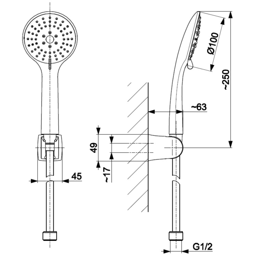 KFA Armatura 841-220-31 - Colonne de douche MOZA poli doré