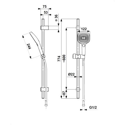 KFA Armatura 841-352-61 - Ensemble de douche MALAGA, gris métallisé