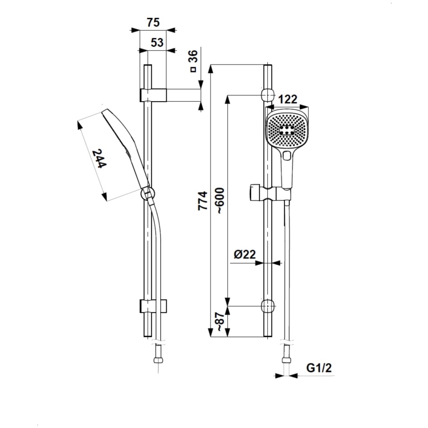KFA Armatura 841-352-61 - Ensemble de douche MALAGA, gris métallisé