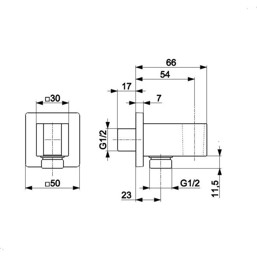 KFA Armatura 845-051-81 - Porte-douche angulaire avec écoulement LOGON laiton/mat noir