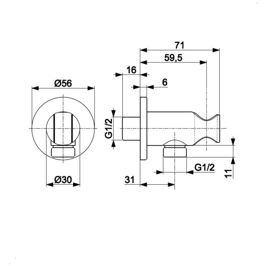 KFA Armatura 845-053-00 - Porte-douche rond avec écoulement MOZA/HALIT chrome brillant