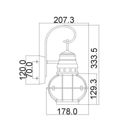 Kichler - Applique murale d'extérieur BRIDGE POINT 1xE27/60W/230V IP44 bronze