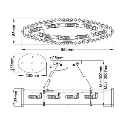Kichler - Suspension filaire de salle de bain LED CRYSTAL SKYE 8xG9/3W/230V IP44