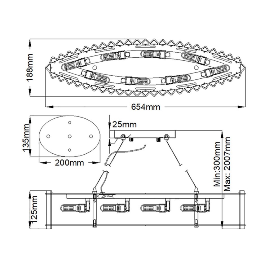Kichler - Suspension filaire de salle de bain LED CRYSTAL SKYE 8xG9/3W/230V IP44