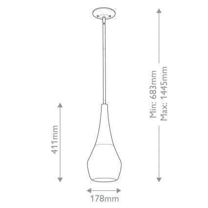 Kichler - Suspension-barre DEELA 1xE27/60W/230V d. 17,8 cm laiton