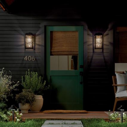 Kichler - Applique murale extérieure HONE S 1xE27/60W/230V IP44, noire