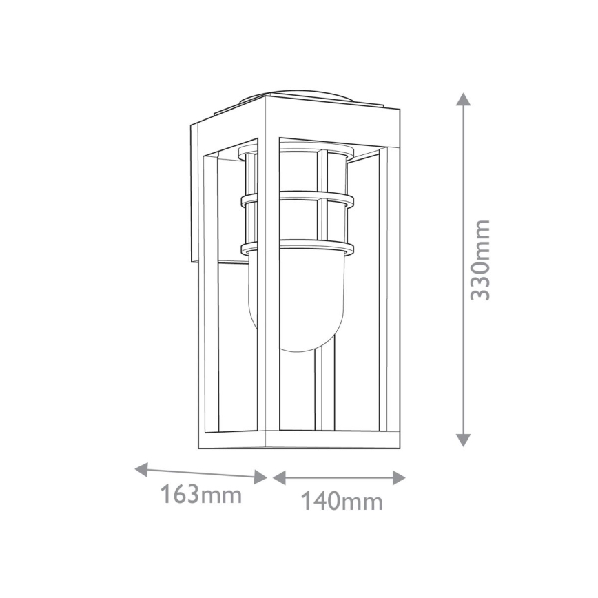 Kichler - Applique murale extérieure HONE S 1xE27/60W/230V IP44, noire