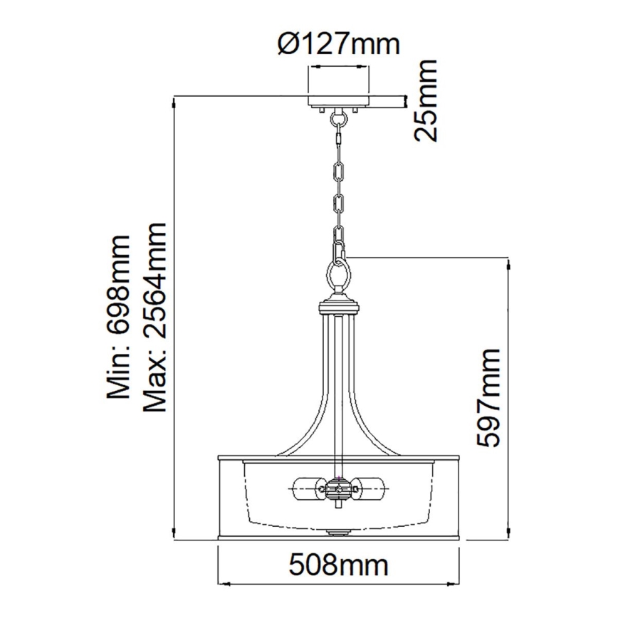 Kichler - Suspension à chaîne LACEY 4xE27/60W/230V finition chrome mat