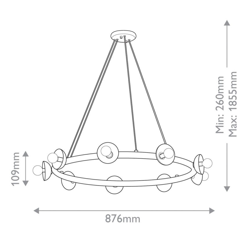 Kichler - Lustre sur câble PALTA 9xE14/40W/230V doré