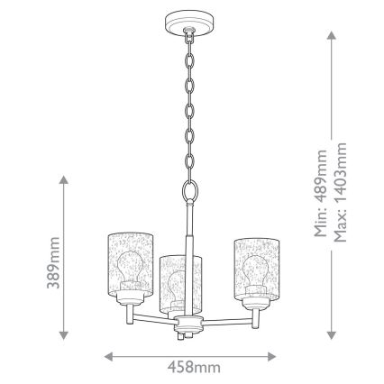 Kichler - Suspension chaîne WINSLOW 3xE27/60W/230V d. 45,8 cm laiton