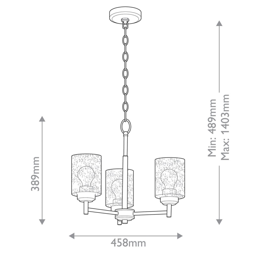Kichler - Suspension chaîne WINSLOW 3xE27/60W/230V d. 45,8 cm laiton