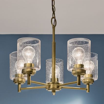 Kichler - Suspension chaîne WINSLOW 5xE27/60W/230V d. 50,2 cm laiton