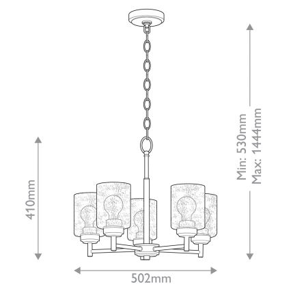 Kichler - Suspension chaîne WINSLOW 5xE27/60W/230V d. 50,2 cm laiton