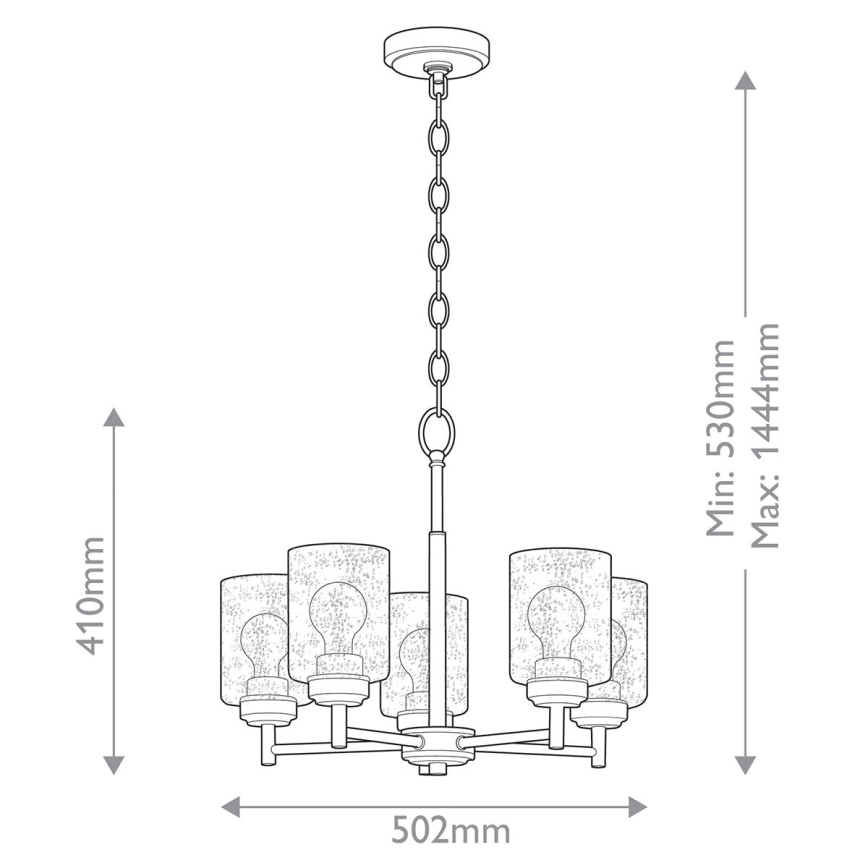 Kichler - Suspension chaîne WINSLOW 5xE27/60W/230V d. 50,2 cm laiton