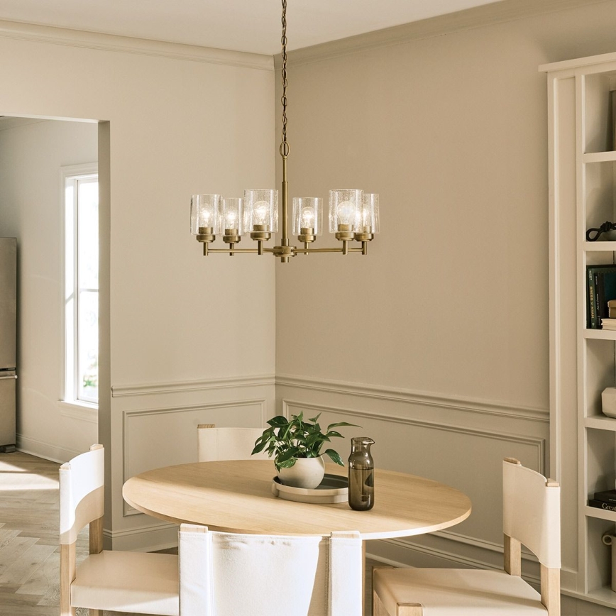 Kichler - Suspension chaîne WINSLOW 6xE27/60W/230V d. 66 cm laiton