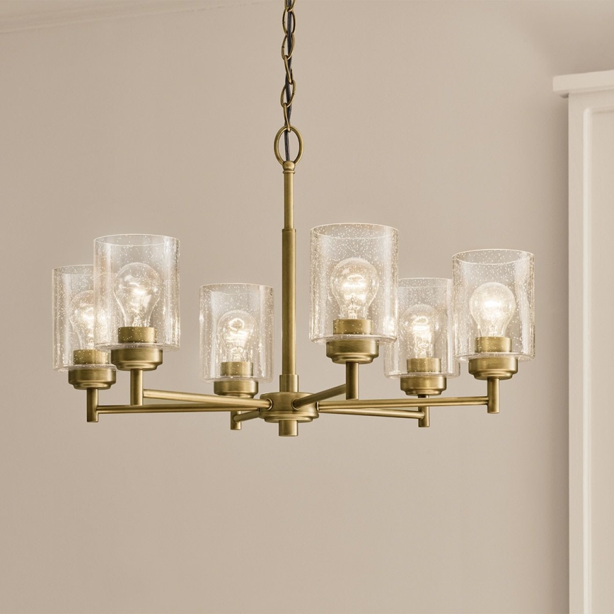Kichler - Suspension chaîne WINSLOW 6xE27/60W/230V d. 66 cm laiton