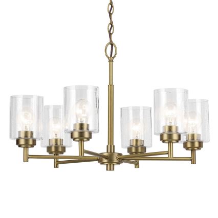 Kichler - Suspension chaîne WINSLOW 6xE27/60W/230V d. 66 cm laiton