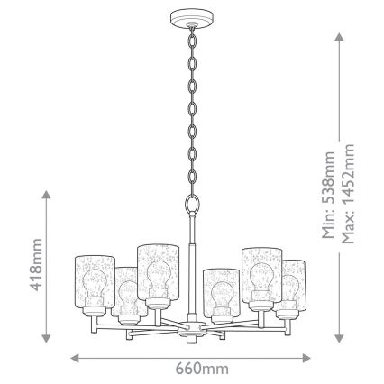 Kichler - Suspension chaîne WINSLOW 6xE27/60W/230V d. 66 cm laiton
