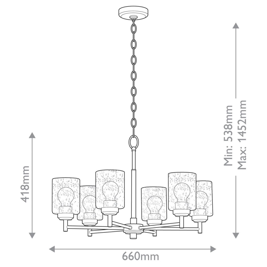 Kichler - Suspension chaîne WINSLOW 6xE27/60W/230V d. 66 cm laiton