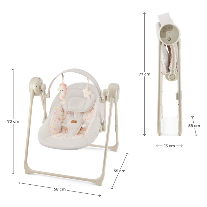 KINDERKRAFT - Balancelle musicale pour bébé SWINGEE beige 4xAAA/230V