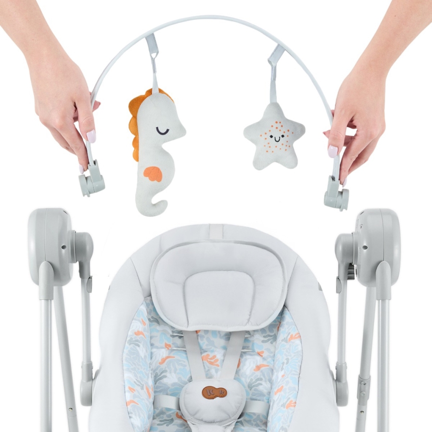 KINDERKRAFT - Balancelle pour bébé SWINGEE grise avec mélodie 4xAAA/230V