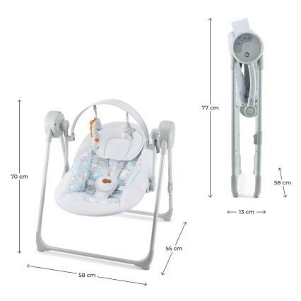 KINDERKRAFT - Balancelle pour bébé SWINGEE grise avec mélodie 4xAAA/230V