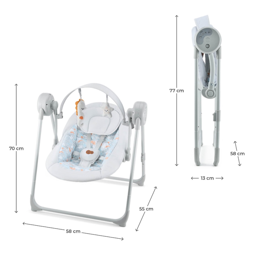 KINDERKRAFT - Balancelle pour bébé SWINGEE grise avec mélodie 4xAAA/230V
