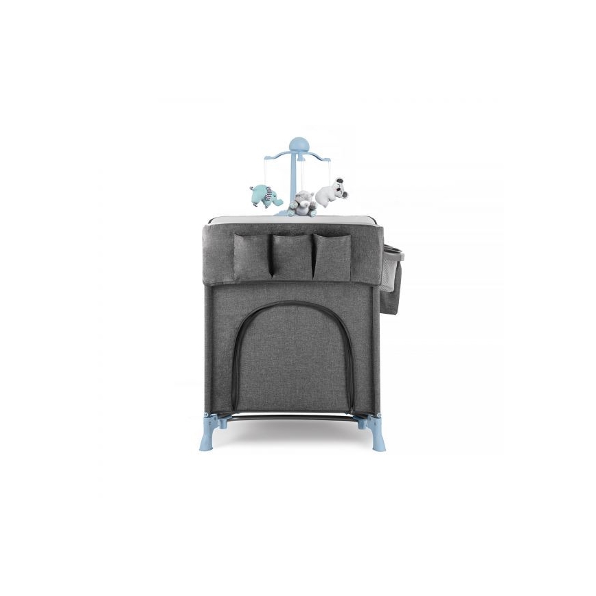 KINDERKRAFT - Berceau de voyage JOY avec accessoires gris-bleu