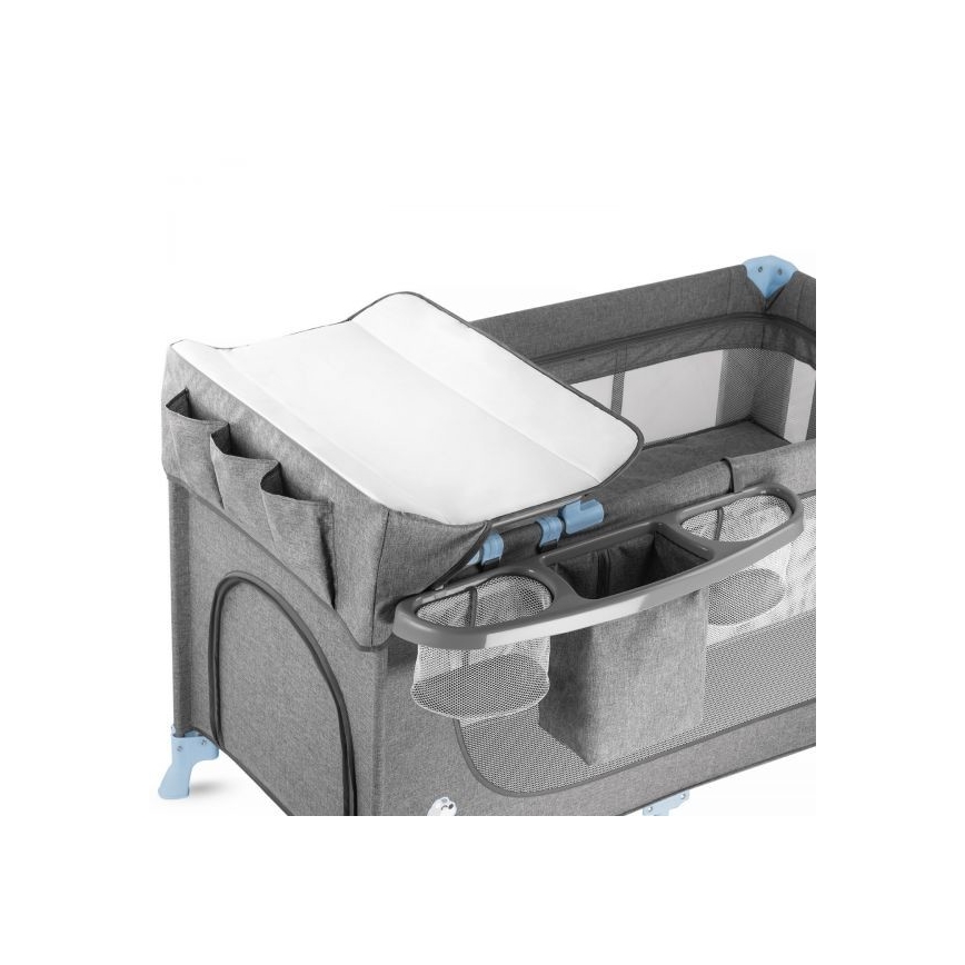 KINDERKRAFT - Berceau de voyage JOY avec accessoires gris-bleu
