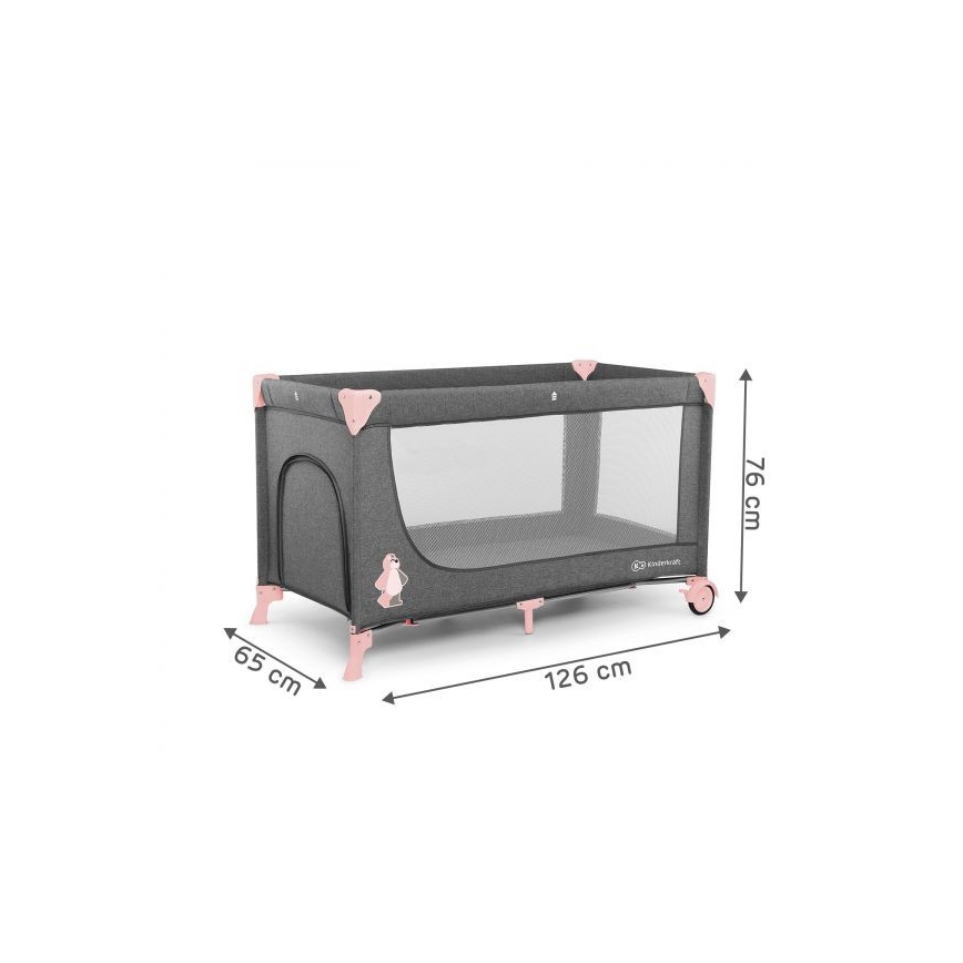 KINDERKRAFT - Berceau de voyage JOY gris-rose