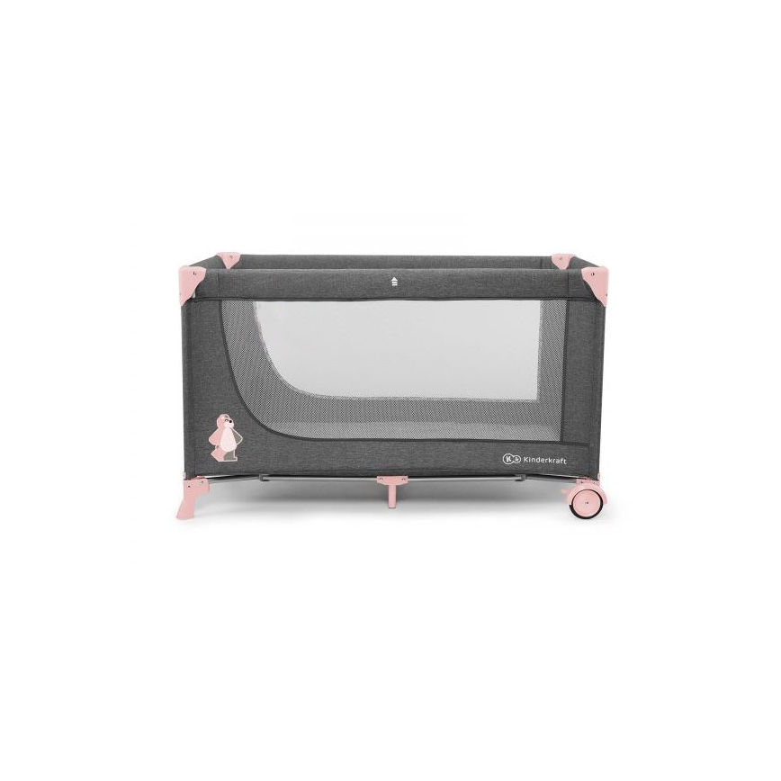 KINDERKRAFT - Berceau de voyage JOY gris-rose