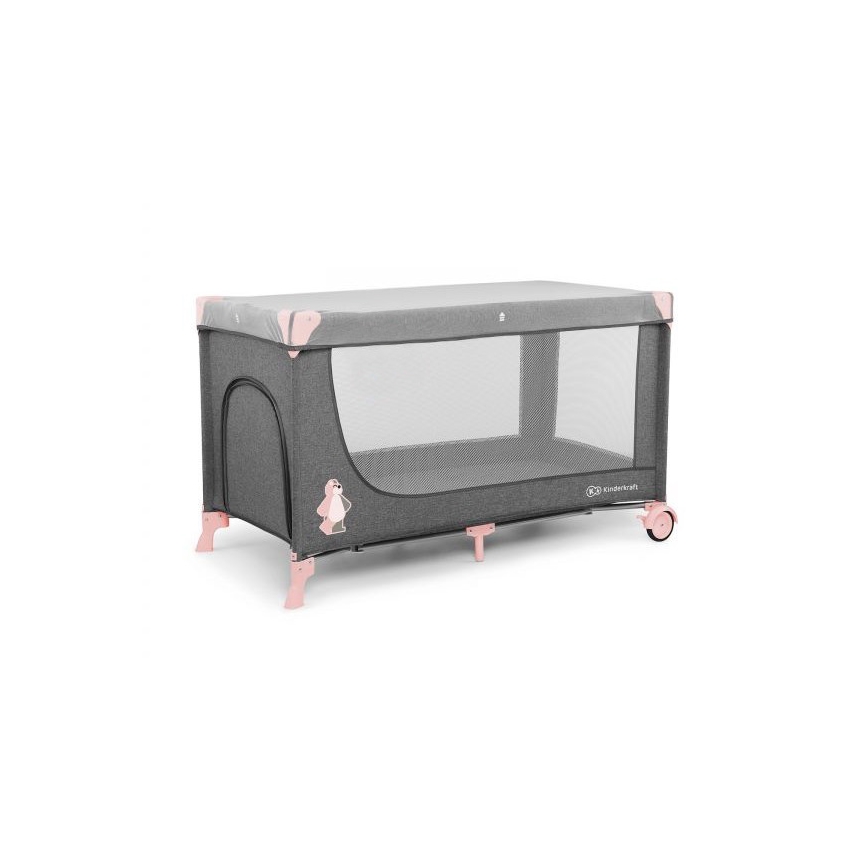 KINDERKRAFT - Berceau de voyage JOY gris-rose
