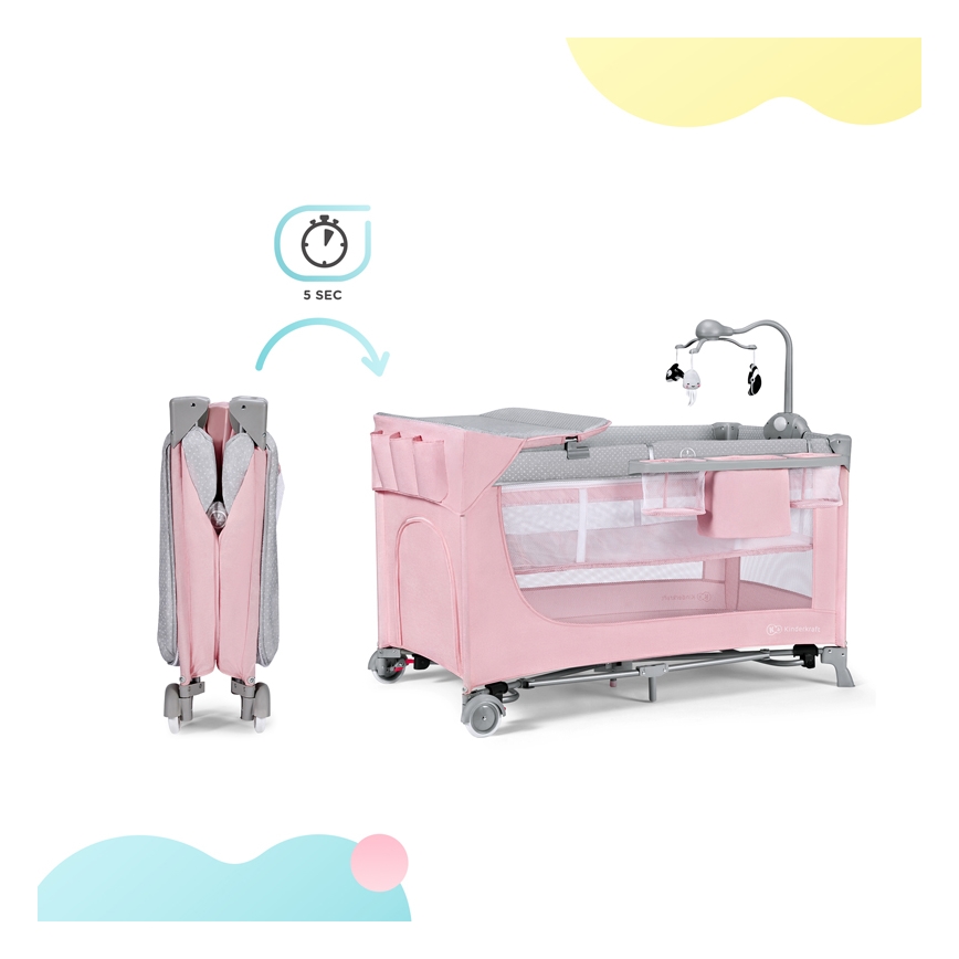 KINDERKRAFT - Berceau de voyage LEODY rose