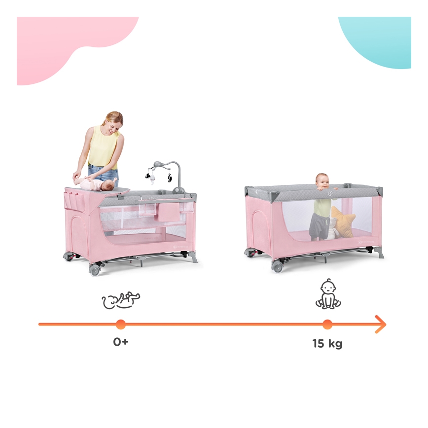 KINDERKRAFT - Berceau de voyage LEODY rose
