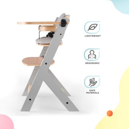 KINDERKRAFT - Chaise de repas pour bébé avec revêtement ENOCK grise