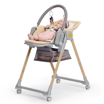 KINDERKRAFT - Chaise de repas pour enfants 2en1 LASTREE beige/grise