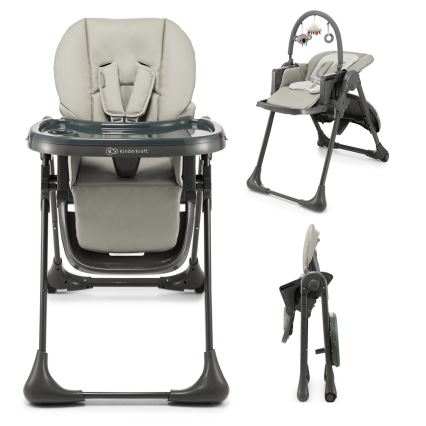KINDERKRAFT - Chaise haute 2 en 1 pour enfant TUMMIE, grise