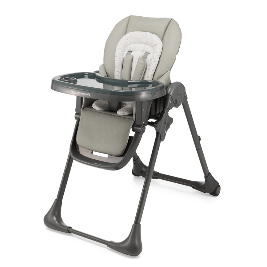 KINDERKRAFT - Chaise haute 2 en 1 pour enfant TUMMIE, grise