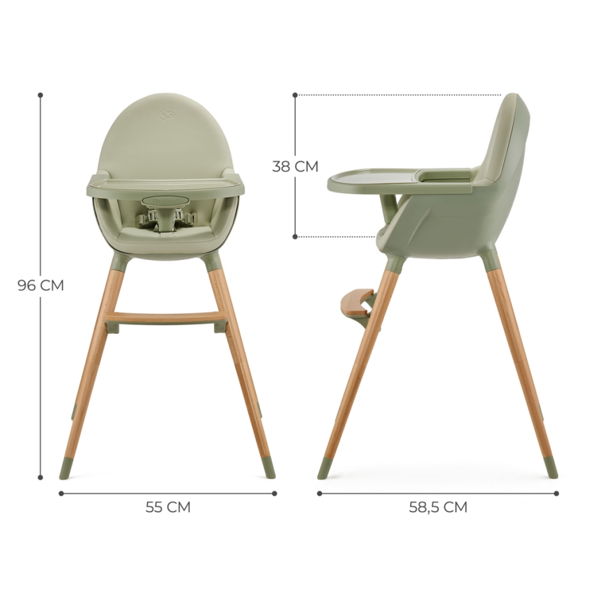 KINDERKRAFT - Chaise haute enfant 2v1 FINI2 hêtre/vert