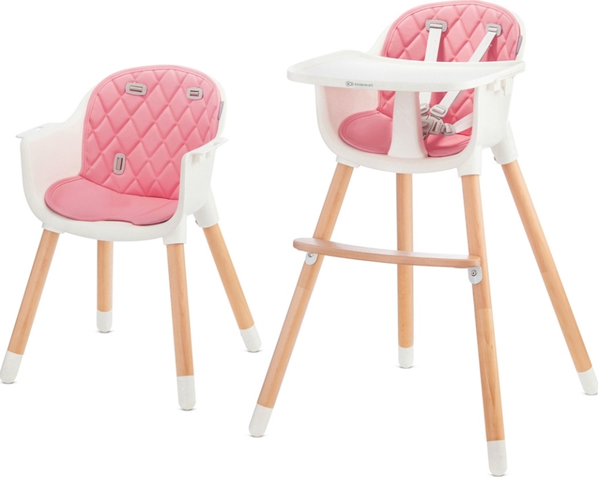 KINDERKRAFT - Chaise haute enfant 2v1 SIENNA hêtre/rose