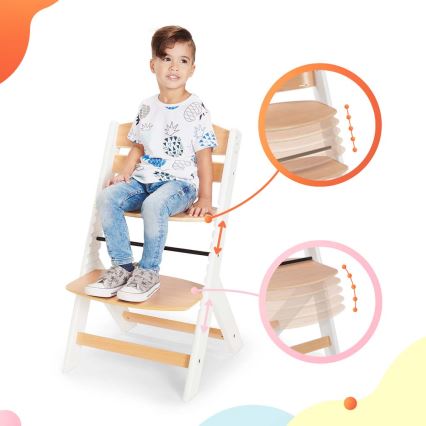 KINDERKRAFT - Chaise haute enfant ENOCK avec coussins gris/blanc